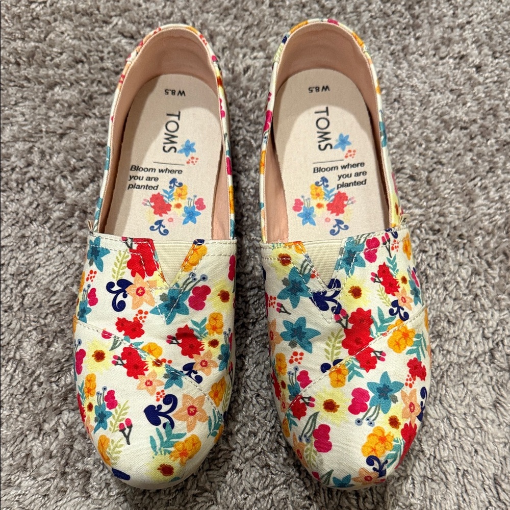 TOMS Vibrant Floral Canvas Slip-Ons